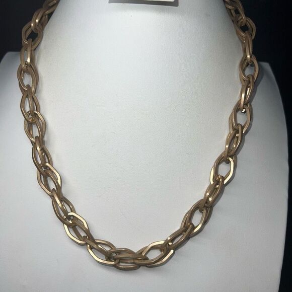 Vintage Large Link Burnished Gold Necklace - Picture 1 of 6